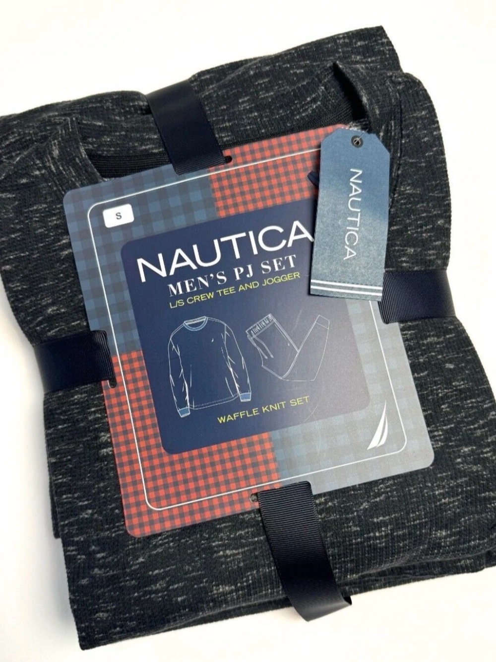 Nautica Men's PJ Set - Charcoal Heather Waffle Knit Small